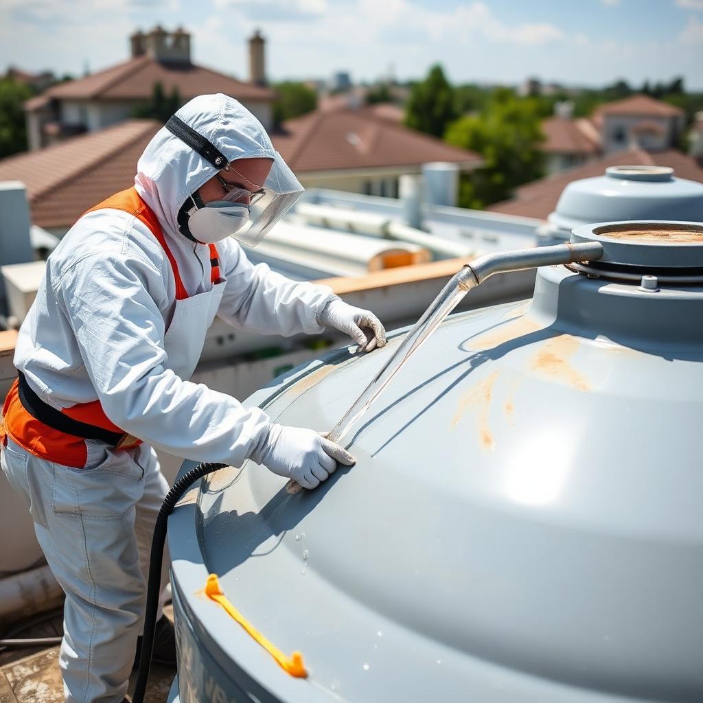 Profissional realizando limpeza de caixa d'água